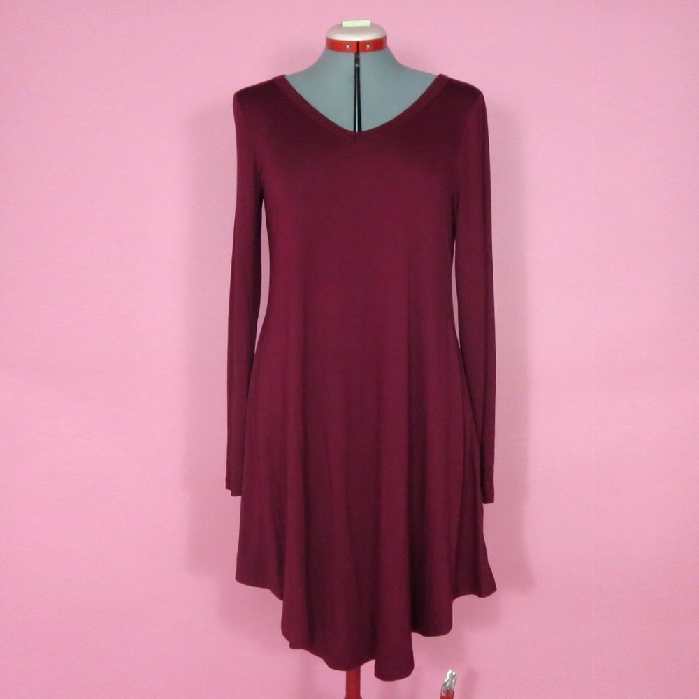 Wine Colored Uneven Hem Dress/Tunic